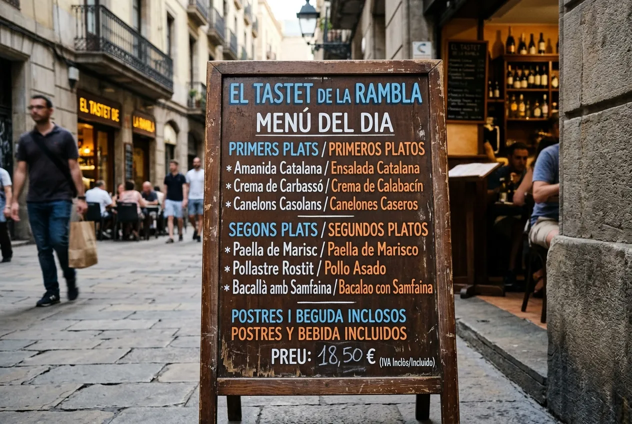 Barcelona Lengua Oficial: El Secreto Práctico que Todo Turista Debe Saber 2 Señales de tráfico y menús de restaurantes en catalán y castellano
